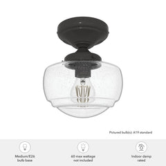 Saddle Creek Clear Seeded Glass 1 Light Mini Semi Flush