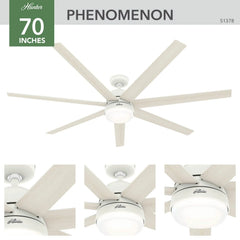 Phenomenon Indoor Smart Fan ENERGY STAR with LED Light 70 inch with Wall Control