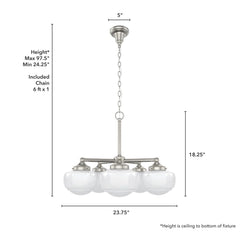 Saddle Creek Shiny Cased White Glass 5 Light Chandelier