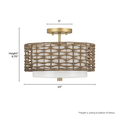 Laila 2 Light Large 14 Inch Semi Flush