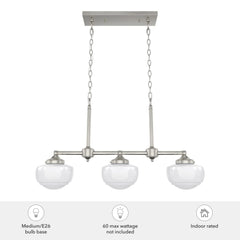 Saddle Creek Shiny Cased White Glass 3 Light Linear Chandelier