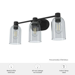 Lochemeade Smoked Glass 3 Light Vanity