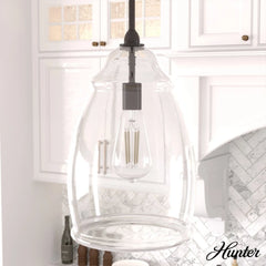 Dunshire Curved Vase Clear Glass 1 Light 10 Inch Medium Pendant
