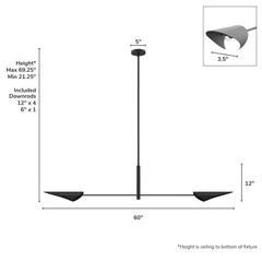 Merian 2 Light Extra Large 65 Inch Linear
