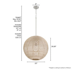 Berkeley 1 Light Large 22 Inch Pendant