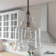 Dunshire Bell Clear Seeded Glass 1 Light 12 Inch Medium Pendant