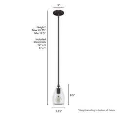 Dunshire Curved Vase Clear Glass 1 Light 5.25 Inch Mini Pendant