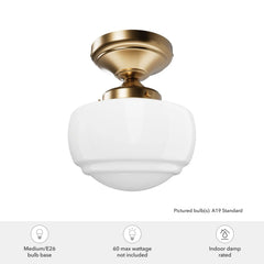 Saddle Creek Shiny Cased White Glass 1 Light Mini Semi Flush