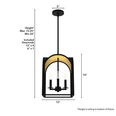 Dukestown 4 Light Lantern Pendant 12 inch