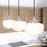 Saddle Creek Shiny Cased White Glass 3 Light Linear Pendant Cluster