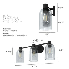 Lochemeade Smoked Glass 3 Light Vanity