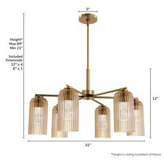 Beverly Glen Jasmine Roth 6 Light Large 31 Inch Chandelier