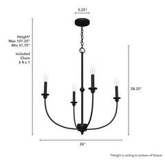 Southcrest 4 Light Chandelier 26 inch