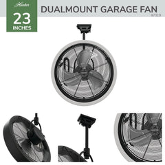 DualMount Garage Fan Heavy Duty with LED Light 6 Speed High Velocity