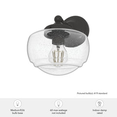 Saddle Creek Clear Seeded Glass 1 Light Sconce