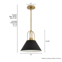 Carrington Isle 1 Light 12 Inch Pendant