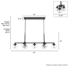 Saddle Creek Clear Seeded Glass 7 Light Linear Chandelier
