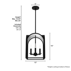 Dukestown Lantern Pendant 4 Light 12 inch