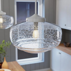Saddle Creek Clear Seeded Glass 1 Light 16 Inch Pendant