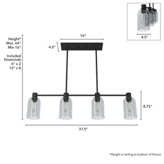 Lochemeade Smoked Glass 4 Light Linear Chandelier