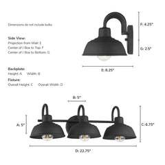 Mill Valley 3 Light Medium 23 Inch Vanity