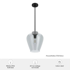 Vidria Smoked Glass 1 Light 12 Inch Pendant