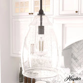Dunshire Curved Vase Clear Seeded Glass 1 Light 10 Inch Medium Pendant