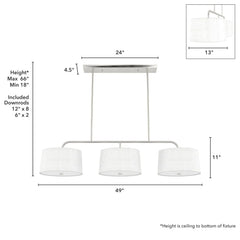 Cottage Hill 6 Light 3 Shade Linear Chandelier