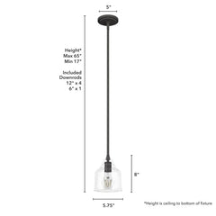 Dunshire Bell Clear Seeded Glass 1 Light 6 Inch Mini Pendant