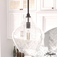Dunshire Ginger Jar Clear Seeded Glass 1 Light 12 Inch Medium Pendant
