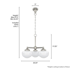 Saddle Creek 3 Light Convertible Chandelier