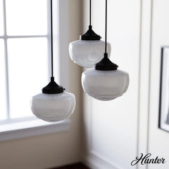 Saddle Creek Shiny Cased White Glass 3 Light Round Pendant Cluster