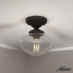 Saddle Creek Clear Seeded Glass 1 Light Mini Semi Flush