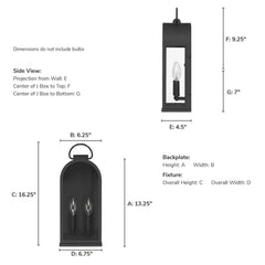 Kendra Bell Outdoor WeatherMax 2 Light Large 16 Inch Wall Light