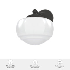 Saddle Creek Shiny Cased White Glass 1 Light Sconce