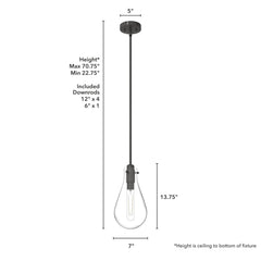 Lundin Pendant 1 Light 7 inch