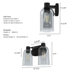 Lochemeade Smoked Glass 2 Light Vanity