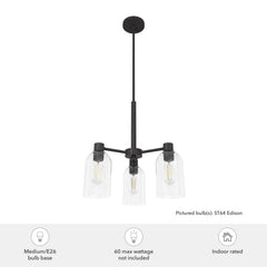 Lochemeade Clear Seeded Glass 3 Light Chandelier