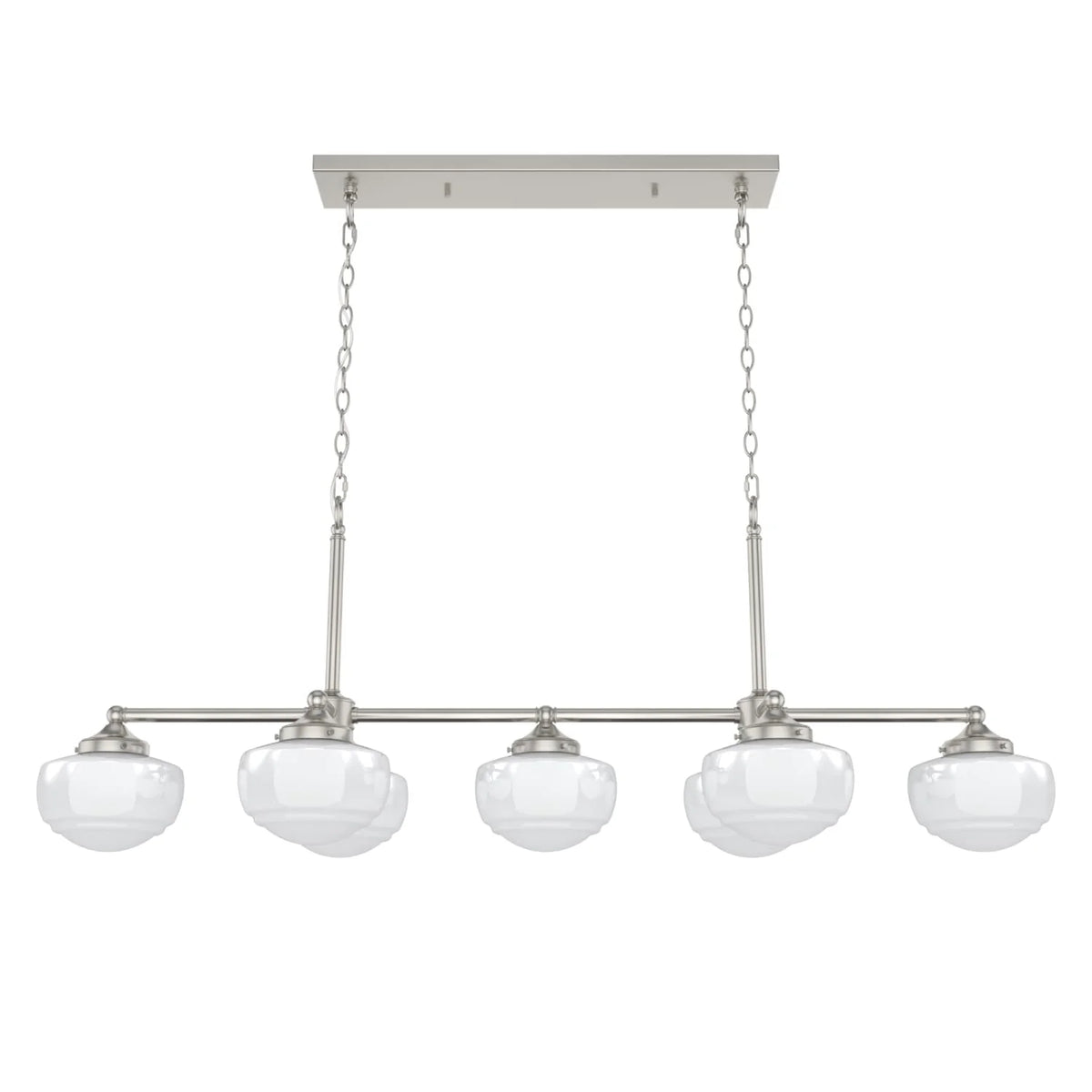 Saddle Creek Shiny Cased White Glass 7 Light Linear Chandelier