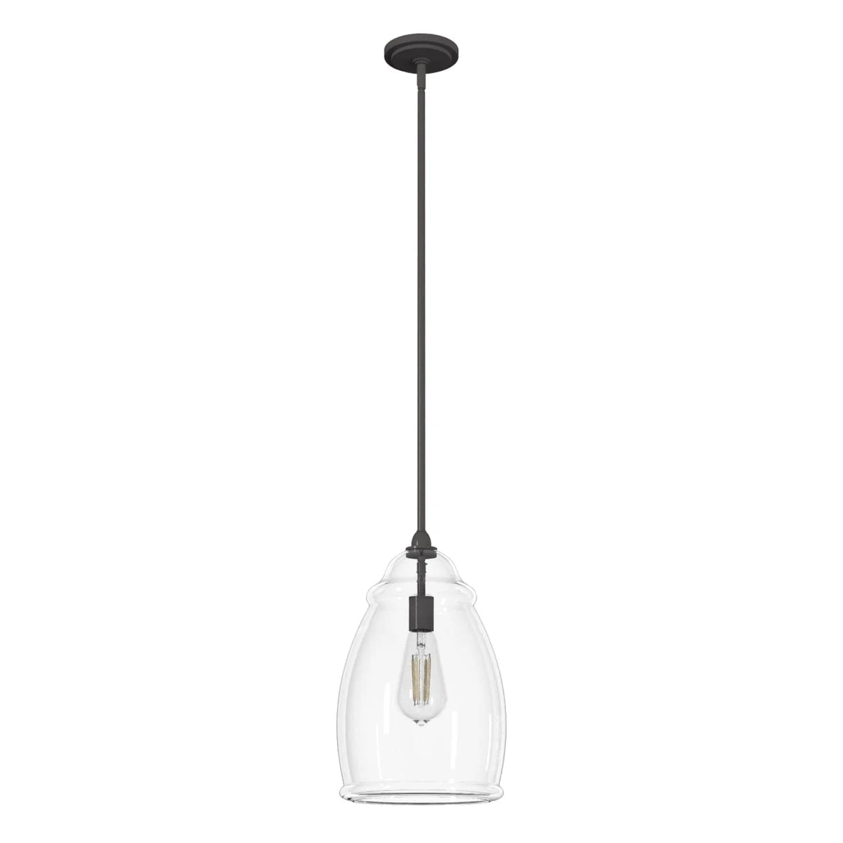 Dunshire Curved Vase Clear Glass 1 Light 10 Inch Medium Pendant
