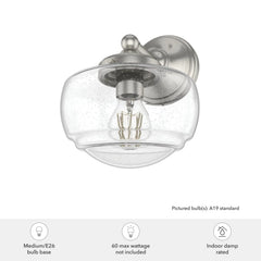 Saddle Creek Clear Seeded Glass 1 Light Sconce