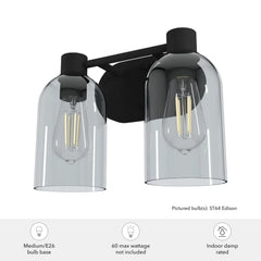 Lochemeade Smoked Glass 2 Light Vanity