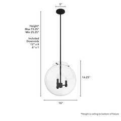 Sacha 3 Light Globe Pendant