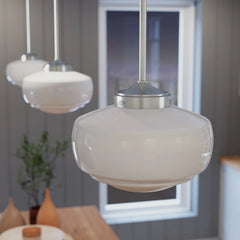 Saddle Creek Shiny Cased White Glass 1 Light 10 Inch Pendant