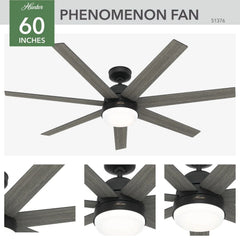 Phenomenon Indoor Smart Fan ENERGY STAR with LED Light 60 inch with Wall Control