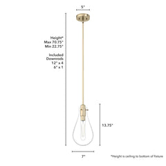 Lundin 1 Light Pendant 7 inch