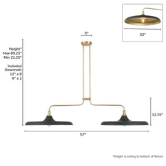 Moriso 2 Light Large 57 Inch Linear
