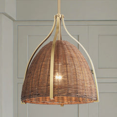 Arcelia Rattan Shade 1 Light Medium 12 Inch Pendant