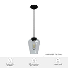 Vidria Smoked Glass 1 Light 7.25 Inch Mini Pendant