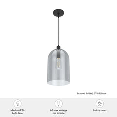 Lochemeade Smoked Glass 1 Light Large pendant